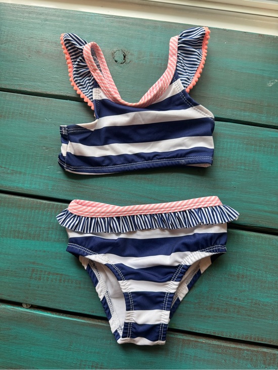 Penelope Mack Other - Penelope Mack Navy & White Striped Bikini with Pink Trim